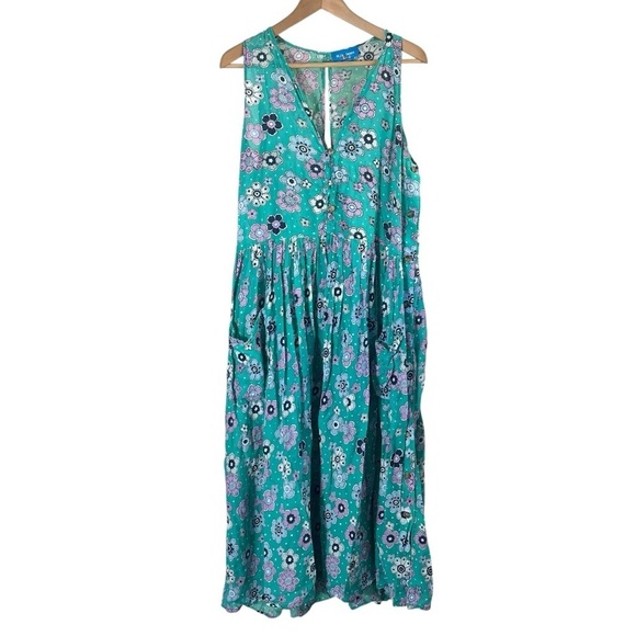 M.I.H. JEANS Leia Floral Cotton Gauze Sleeveless Button Down Midi Dress - Picture 3 of 14